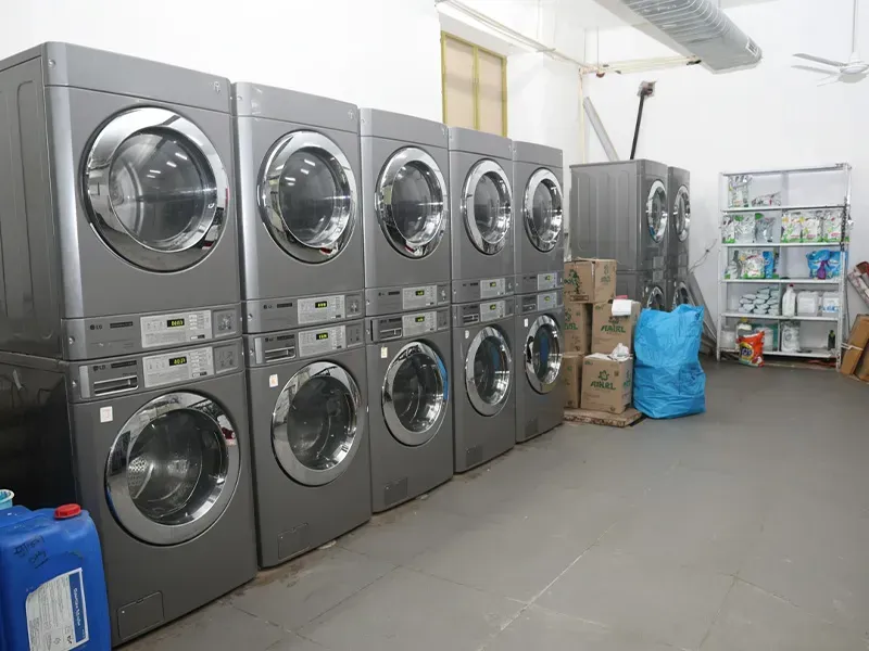 Washing machines in the campus laundry
