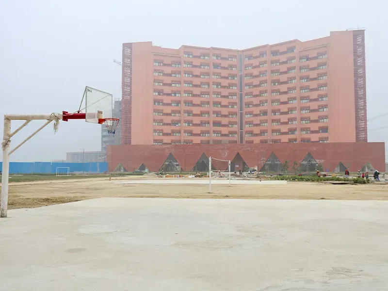 Sports courts in front of the hostel