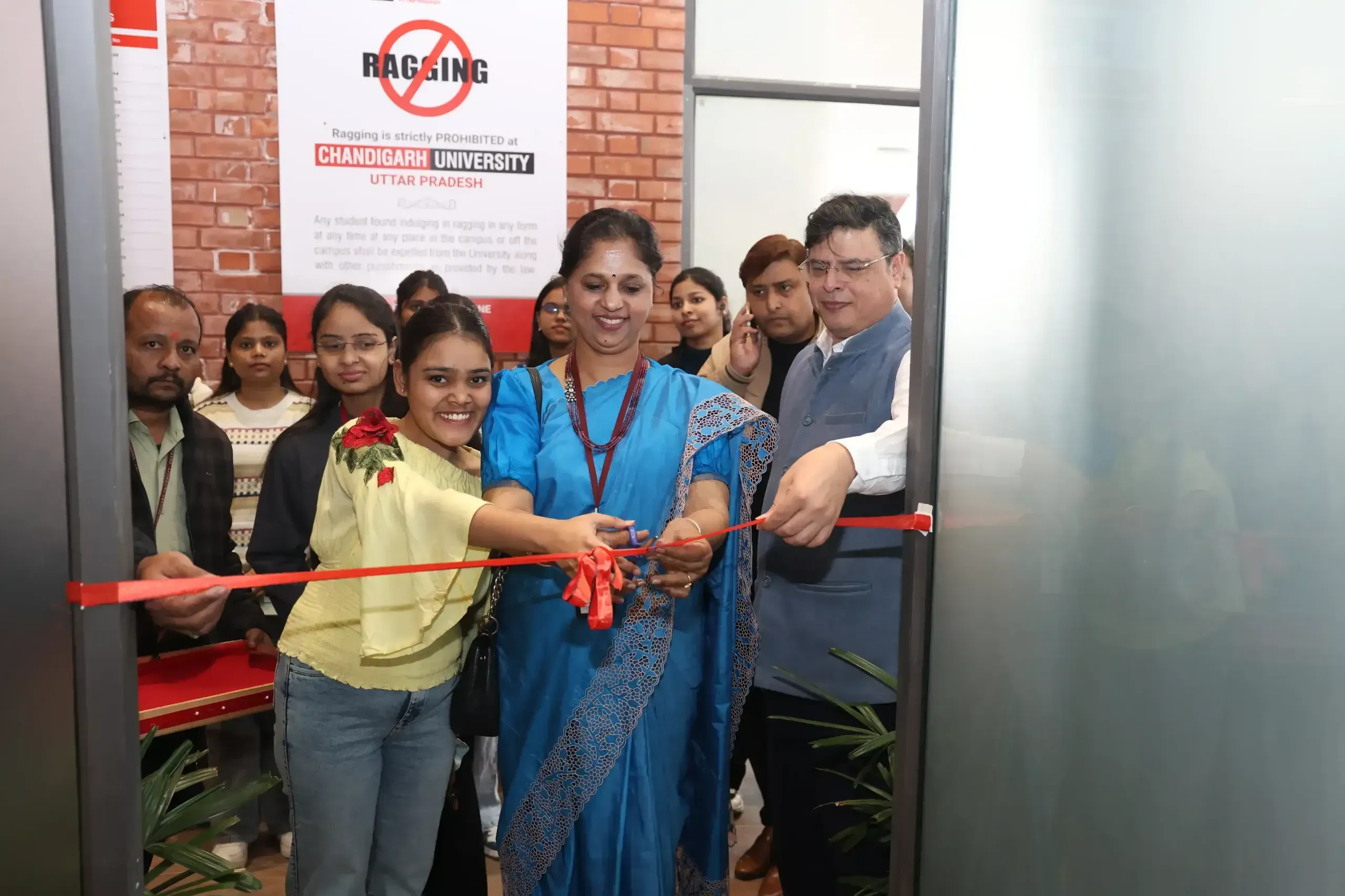 Women faculty and students opening an anti-ragging initiative on campus