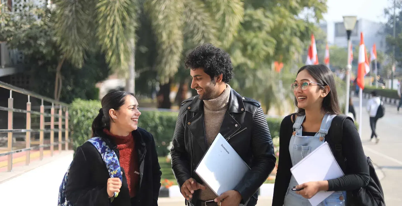 Students talking together on campus